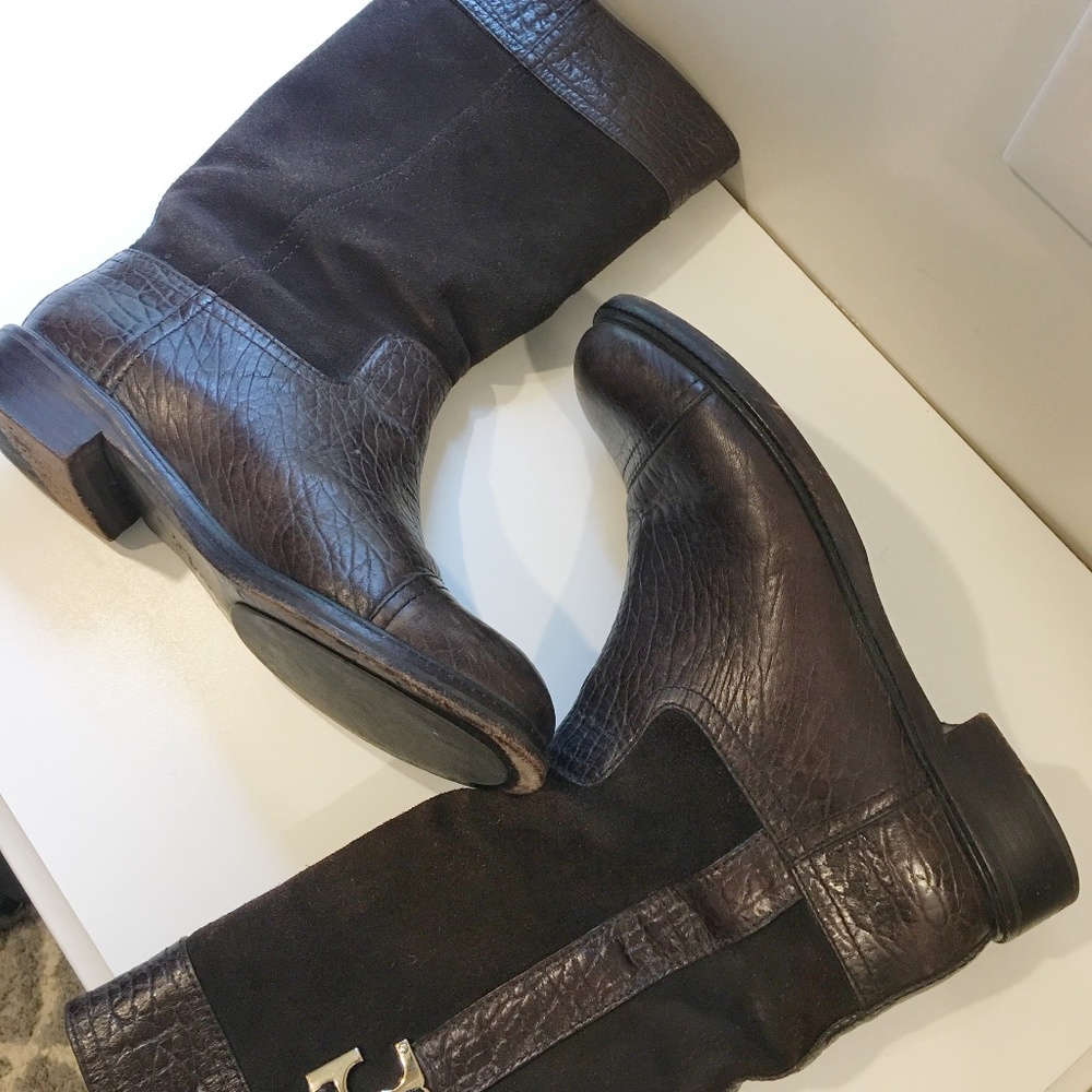 Tory Burch Corey Brown Leather Mid-Calf Boot 8m